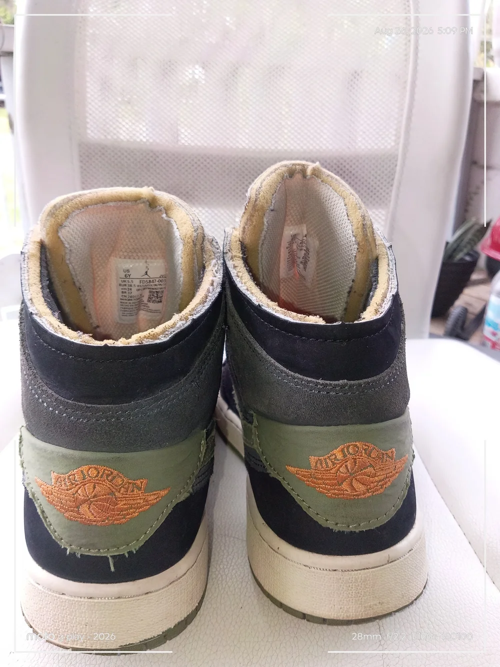 Jordan Kids High-Top Sneakers in Black, Olive & Orange